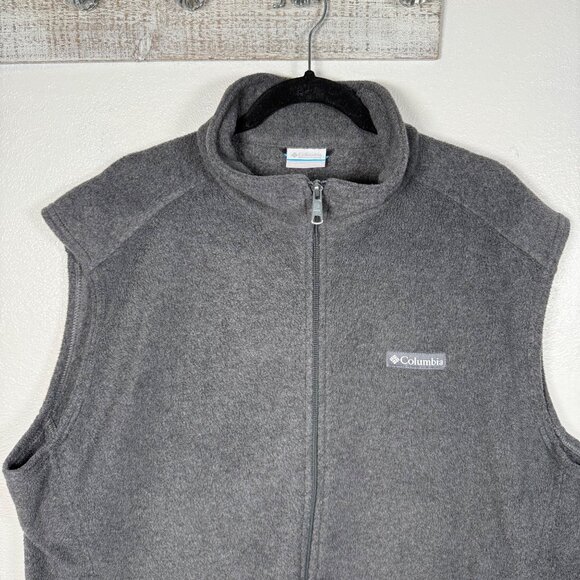 Columbia Fleece Vest Mens X-Large Gray Full Zip Sleeveless Layer Outdoor Pockets - Picture 9 of 12